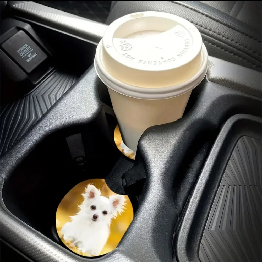 2pc Dog Print Car Coasters
